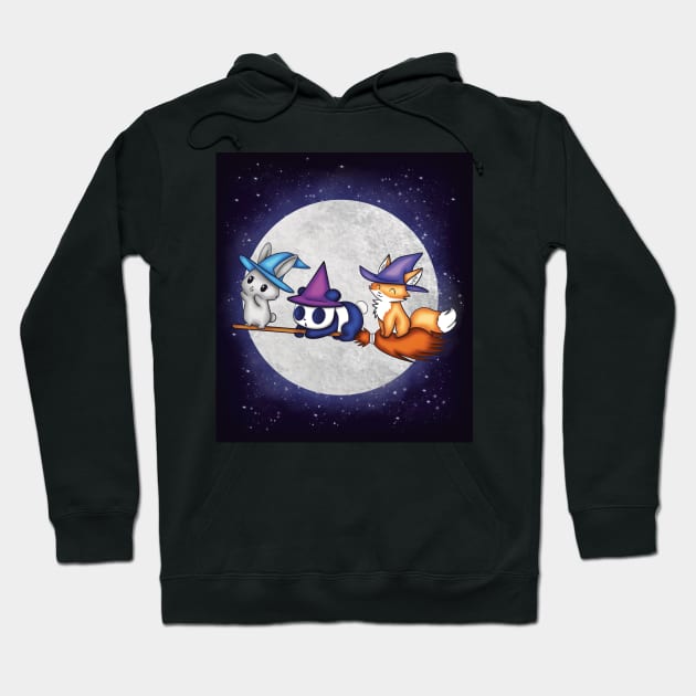 Witch’s broom ride at Halloween Hoodie by Eikia